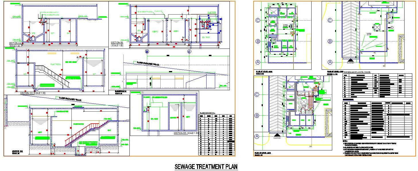 Sewage Treatment Construction CAD- Full Layout & Equipment Specs